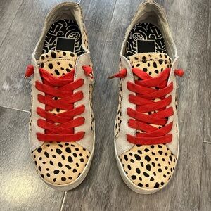 Dolce Vita Leopard Print Sneakers with Red Laces